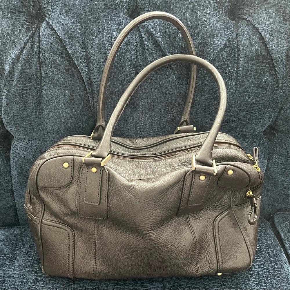 Rich chocolate pebbled leather satchel